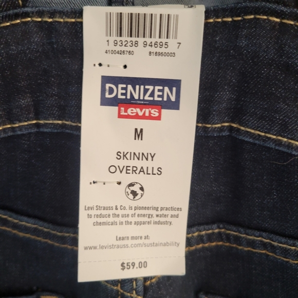 NWT! LEVI'S DENIZEN SKINNY OVERALLS - Picture 3 of 5